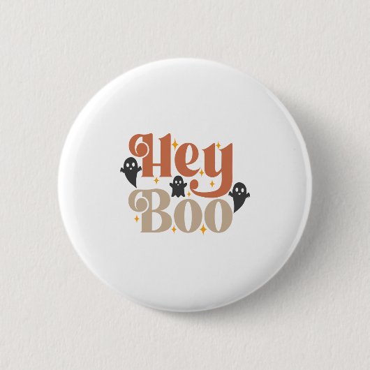 Hey Boo Boho Halloween Hey Boo Ghost Button (Vorderseite)