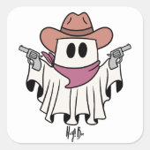 Hey, Boo! Cowboy Ghost Quadratischer Aufkleber (Vorderseite)