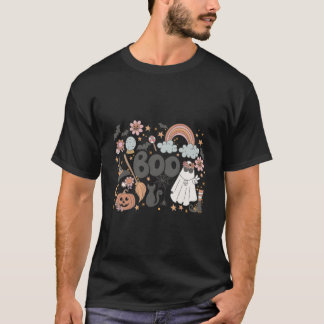 Hey Boo Florales Hexen-Kürbis-Gespenst Halloween T-Shirt