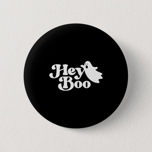 Hey Boo Funny Ghost Halloween Men Women Kids  Button (Vorderseite)