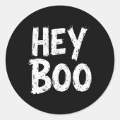 Hey Boo Funny Halloween Ghost Runder Aufkleber (Vorderseite)