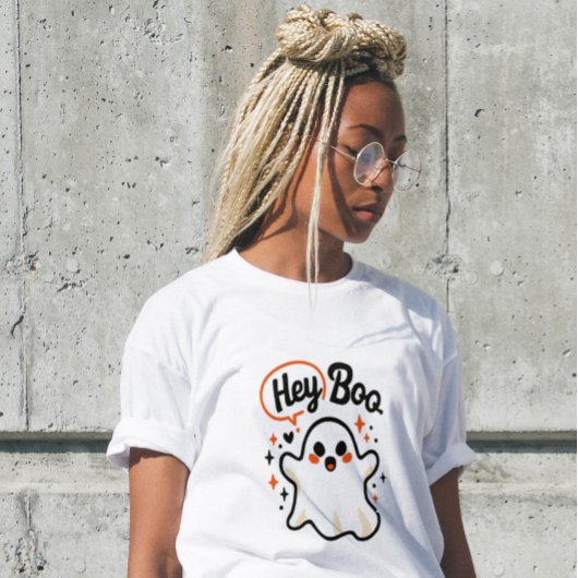 Hey Boo Funny Halloween Ghost Women’s T-Shirt Tri-Blend Shirt