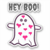 Hey Boo! Ghost Covered in den Herzen Aufkleber (Vorderseite)