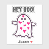 Hey Boo! Ghost Covered in den Herzen Aufkleber (Blatt)