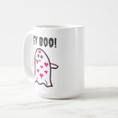 Hey Boo! Ghost Covered in den Herzen Kaffeetasse (Vorderseite Links)
