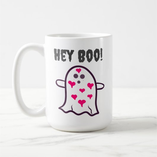 Hey Boo! Ghost Covered in den Herzen Kaffeetasse (Links)