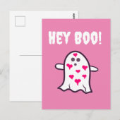 Hey Boo! Ghost Covered in den Herzen Postkarte (Vorne/Hinten)