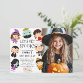 Hey Boo Ghost Foto Geburtstag Einladung (Stehend Vorderseite)