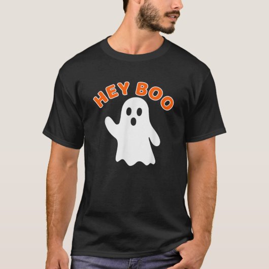 Hey Boo Ghost Funny Herbst Halloween Grafik T-Shirt (Vorderseite)