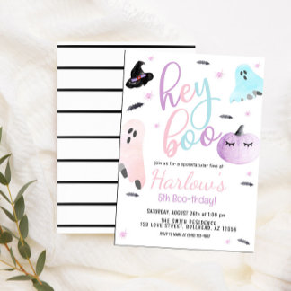 Hey Boo Ghost Pastel Halloween Geburtstag Einladung