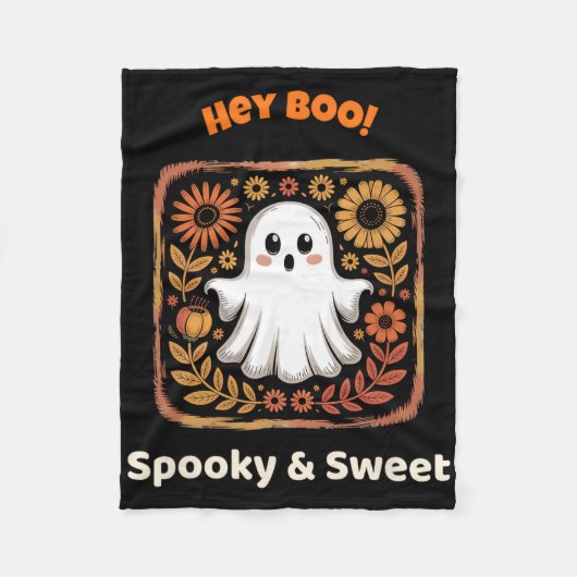 Hey Boo Ghost Retro Halloween Spooky Niedlichen Ok Fleecedecke (Vorderseite)