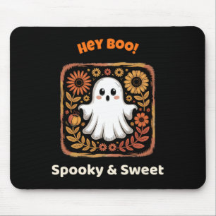 Hey Boo Ghost Retro Halloween Spooky Niedlichen Ok Mousepad
