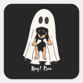 Hey, Boo! Ghost und Puppy Quadratischer Aufkleber (Vorderseite)