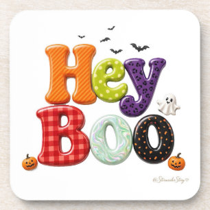 Hey Boo Gingham und Sprinkle-Lettering Getränkeuntersetzer