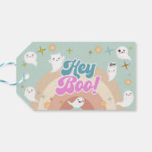 Hey Boo goovy halloween Retro-Kindergeburtstag Geschenkanhänger (Rückseite Horizontal)