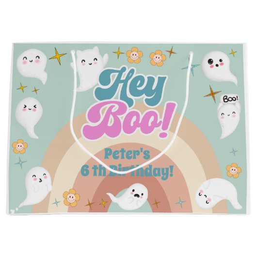 Hey Boo goovy halloween Retro-Kindergeburtstag Große Geschenktüte (Vorderseite)
