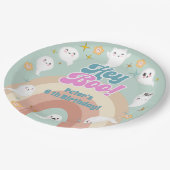 Hey Boo goovy halloween Retro-Kindergeburtstag Pappteller (Schrägansicht)