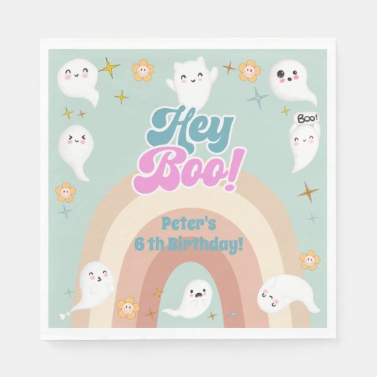 Hey Boo goovy halloween Retro-Kindergeburtstag Serviette (Vorderseite)