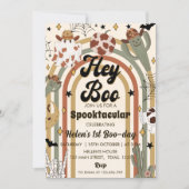 Hey Boo! Groovy Cactus Halloween 1. Geburtstag Einladung (Vorderseite)
