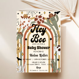 Hey Boo! Groovy Cactus Halloween Baby Shower Einladung