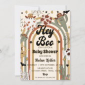 Hey Boo! Groovy Cactus Halloween Baby Shower Einladung (Vorderseite)