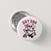 Hey Boo - Groovy Ghost Halloween Button (Vorne & Hinten)