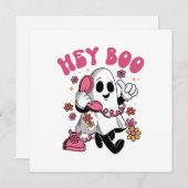 Hey Boo - Groovy Ghost Halloween Einladung (Vorne/Hinten)