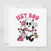 Hey Boo - Groovy Ghost Halloween Einladung (Vorderseite)