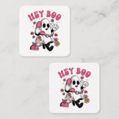 Hey Boo - Groovy Ghost Halloween Quadratische Visitenkarte (Vorne/Hinten)
