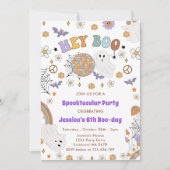 Hey Boo Groovy Halloween 6. Geburtstag Einladung (Vorderseite)