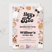 Hey Boo Groovy Halloween Ghost Birthday Einladung (Vorderseite)