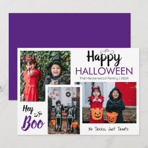 Hey Boo Gruseliger Halloween-Familienfoto-Collage Feiertagskarte