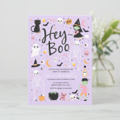 Hey Boo Halloween 1. Geburtstagseinladung Einladung (Stehend Vorderseite)