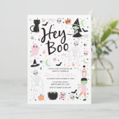 Hey Boo Halloween 1. Geburtstagseinladung Einladung (Stehend Vorderseite)