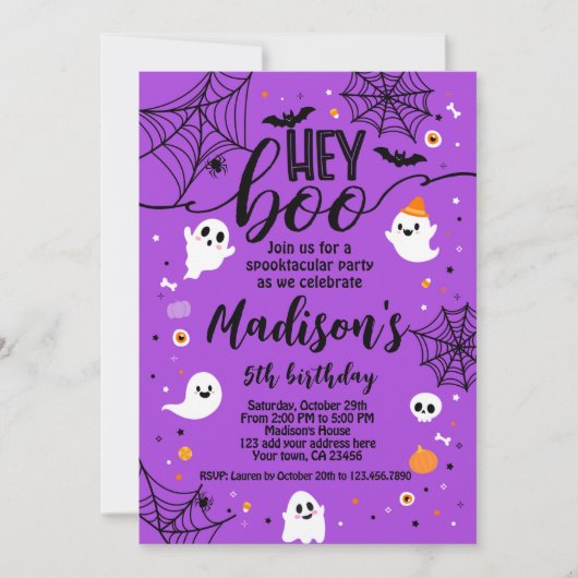 Hey Boo Halloween Einladung (Vorderseite)