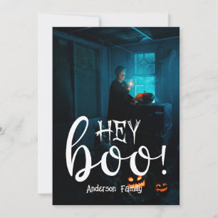 Hey Boo! Halloween-Foto  Feiertagskarte