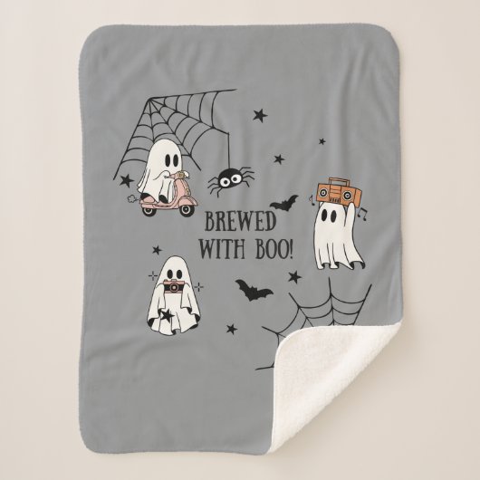 Hey Boo Halloween Funny Ghost Sherpadecke (Vorderseite)