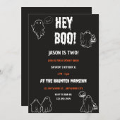 Hey Boo Halloween Geburtstagsparty Einladung (Vorne/Hinten)