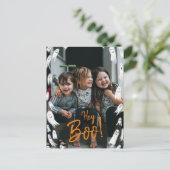 Hey Boo Halloween Ghost Foto-Karte Postkarte (Stehend Vorderseite)
