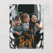 Hey Boo Halloween Ghost Foto-Karte Postkarte (Vorderseite)