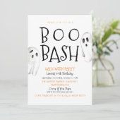 Hey Boo Halloween Ghost Geburtstag Einladung (Stehend Vorderseite)