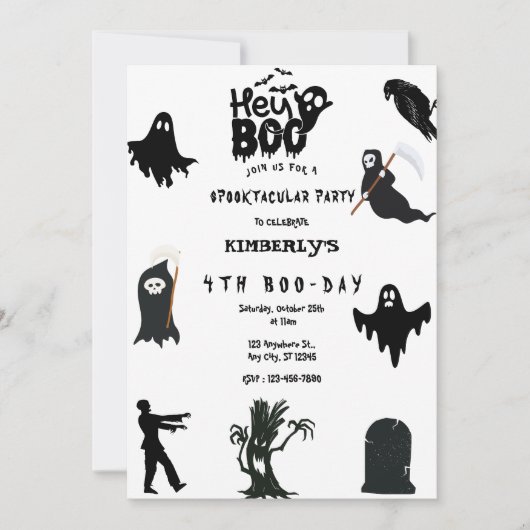 Hey Boo! Halloween Ghost Spooktacular Birthday Inv Einladung (Vorderseite)