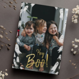 Hey Boo! Halloween-Gold-Lettern-Foto Folien Feiertagskarte
