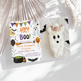 Hey Boo Halloween Groovy Geist Geburtstagsfeier Einladung