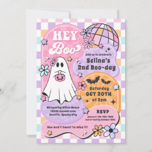 Hey Boo Halloween Groovy Ghost Birthday Party Einladung