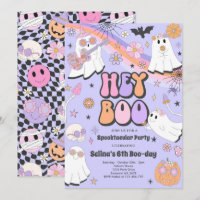 Hey Boo Halloween Groovy Niedlich Ghost Geburtstag