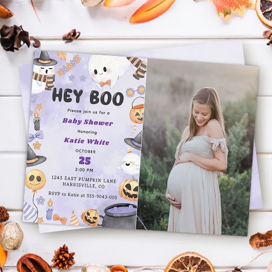 Hey Boo! Halloween-Party Niedlich Ghost Baby Dusch Einladung