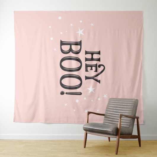 Hey Boo! Halloween pink Backdrop party banner Wandteppich (Beispiel (Horizontal))