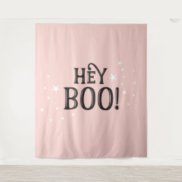 Hey Boo! Halloween pink Backdrop party banner  Wandteppich
