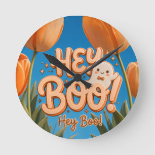 Hey Boo! Halloween Runde Wanduhr